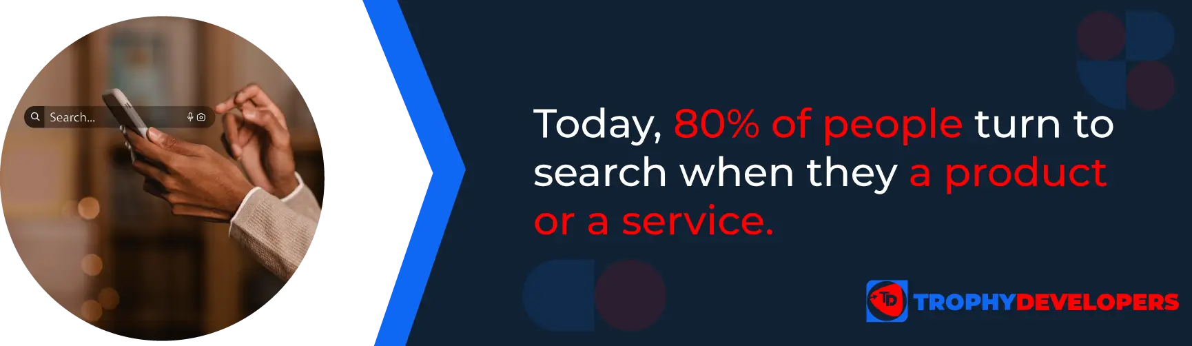 80% of users turn to search when they need something.