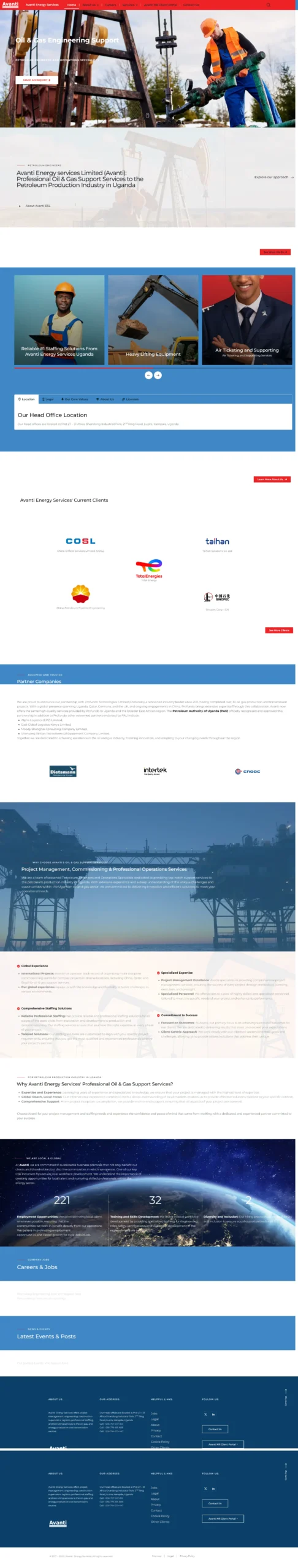 Websites Design Showcases From Uganda & Beyond! For Avanti Energy services Limited (Avanti): Professional Oil & Gas Support Services to the Petroleum Production Industry in Uganda